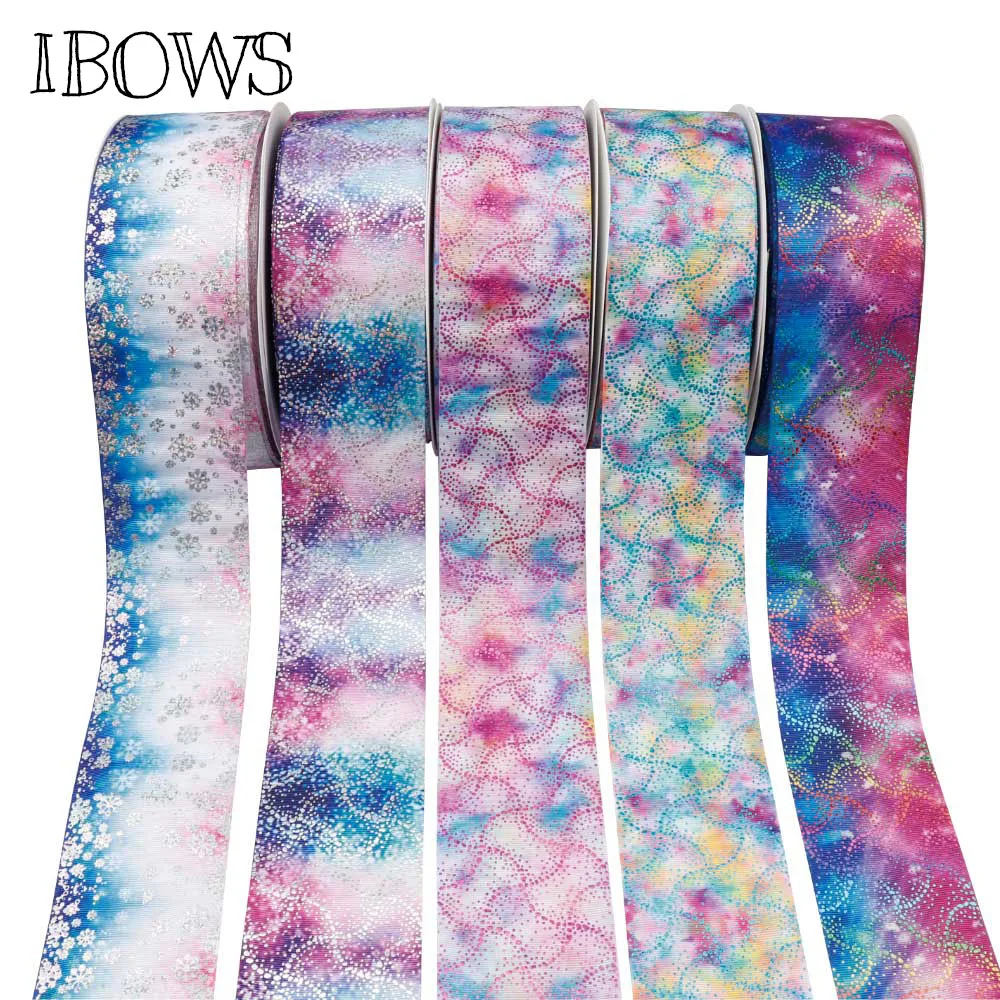 

2Yards 3" 75mm Grosgrian Ribbon Bronzing Laser Dots Gradient Color DIY Hairbows Accessories Materials Wedding Gift Wrapping