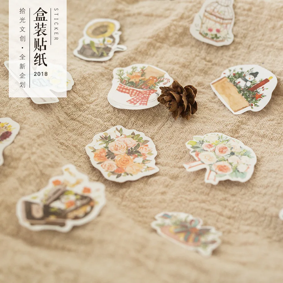 

AAGU 45PCS/Box Cute/ Adhesive/Cutstom Stickers Scrapbooking Halloween Christmas Stickers Stationery /Bullet Journal Sticker