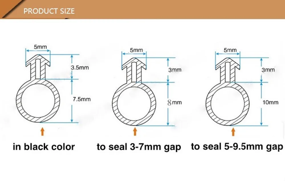 Силиконовые резиновые уплотнения для дверей, окон, черновик, пробка, полый колпачок, трубчатая Прокладка 5x11 мм, 5x13 мм, белый, черный, прозрачный