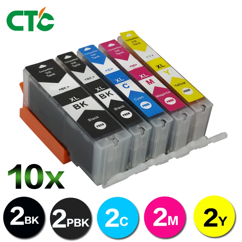 10x чернильные картриджи PGI 520 CLI 521 совместимы с принтером Canon iP3600 4600 4700 MP 540 550 560 620 630