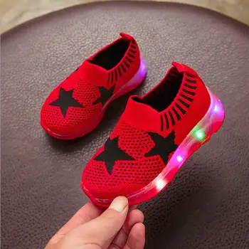 

Unisex LED Kids Sock Shoe Children Casual Shoes Boys Girls Mesh Breathable Sport Shoe Student School Skate Shoes #010