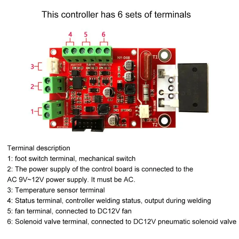 Pneumatic Spot Welder Controller with Fan /& Temperature Sensors 100A NY-D08