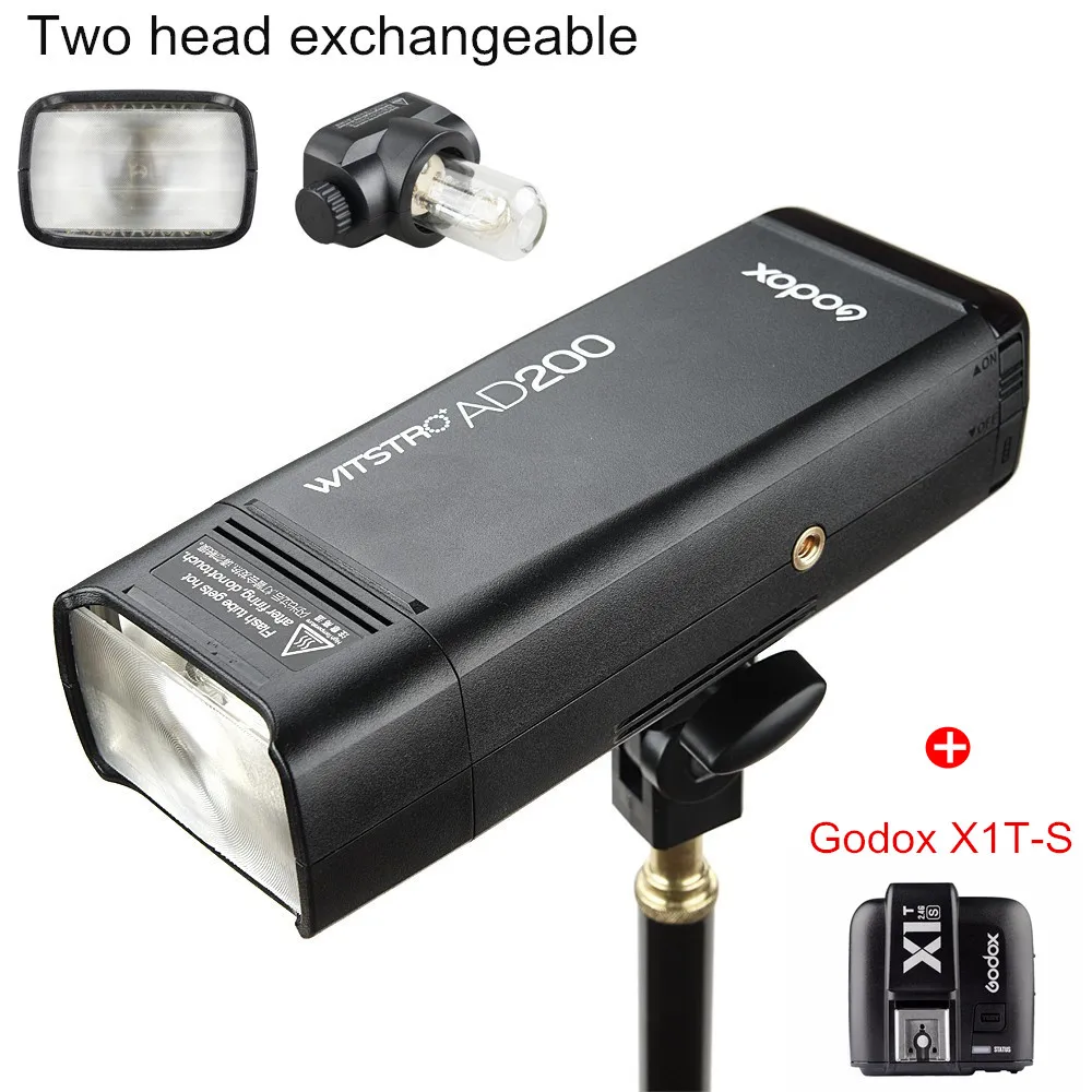 Godox AD200 200Ws 2,4G ttl вспышка стробоскоп 1/8000 HSS с аккумулятором 2900 мАч и голой лампочкой/Вспышка Speedlite для камеры Nikon sony - Цвет: Add Godox X1T-S