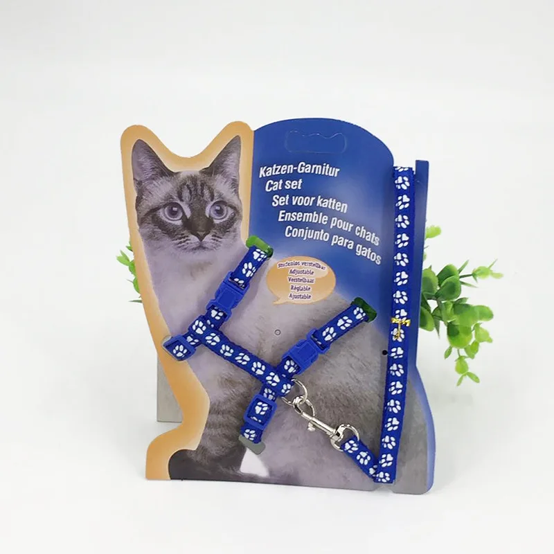 Красочные Нейлон шлейка для кошек поводок для котенка Регулируемый Pet тяги жгут ремень кошка Холтер воротник жилет - Цвет: 2