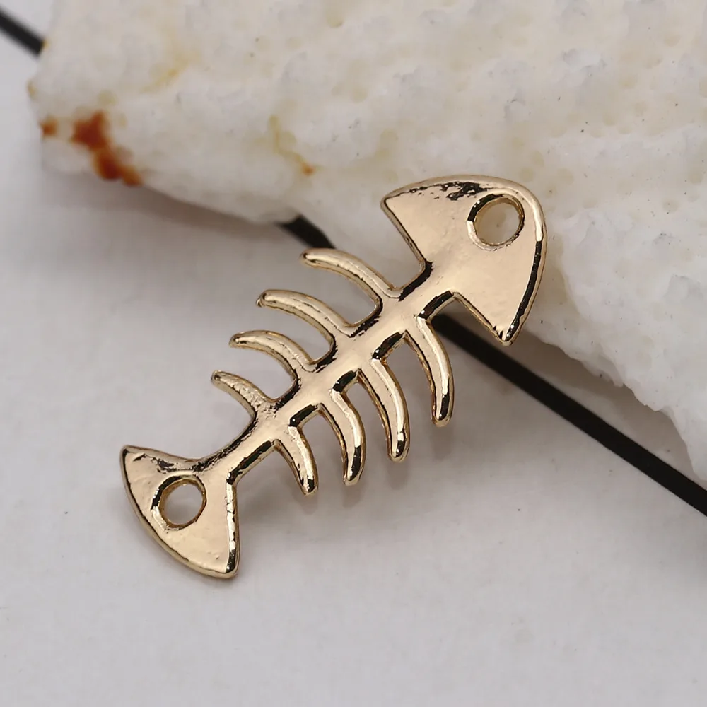 DoreenBeads цинковый сплав на основе разъемы рыбья кость цвета: золотистый, серебристый Цвет Jewelry аксессуары 21 мм (7/8 ") x 11 мм (3/8 "), 20 шт