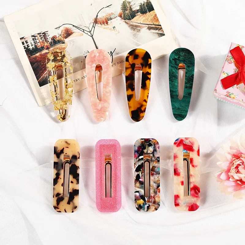 

New crystal Acrylic Hollow Waterdrop hairwear Rectangle Hair Clips Tin Foil Sequins Hairpins Barrettes Headband Hair Accessories