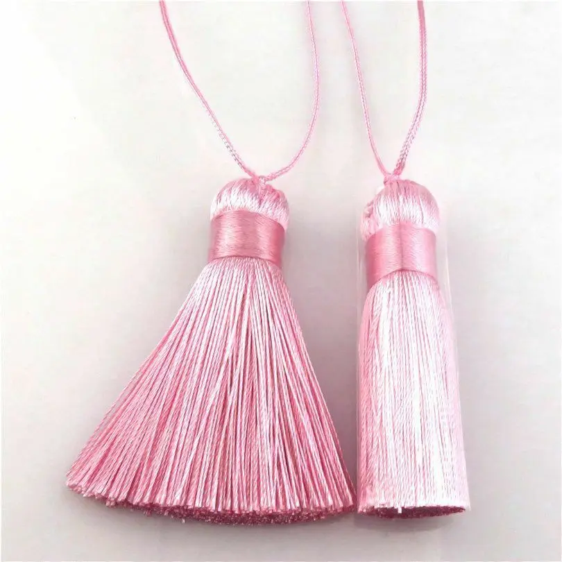 Pink x10pcs 10 шт х 5 см Ice Silk отделкой бахромой Ленточки для ремесленничество украшения окна Шторы Подушка Закладка для книги Flecos Para происхождение украшения - Цвет: Pink x10pcs