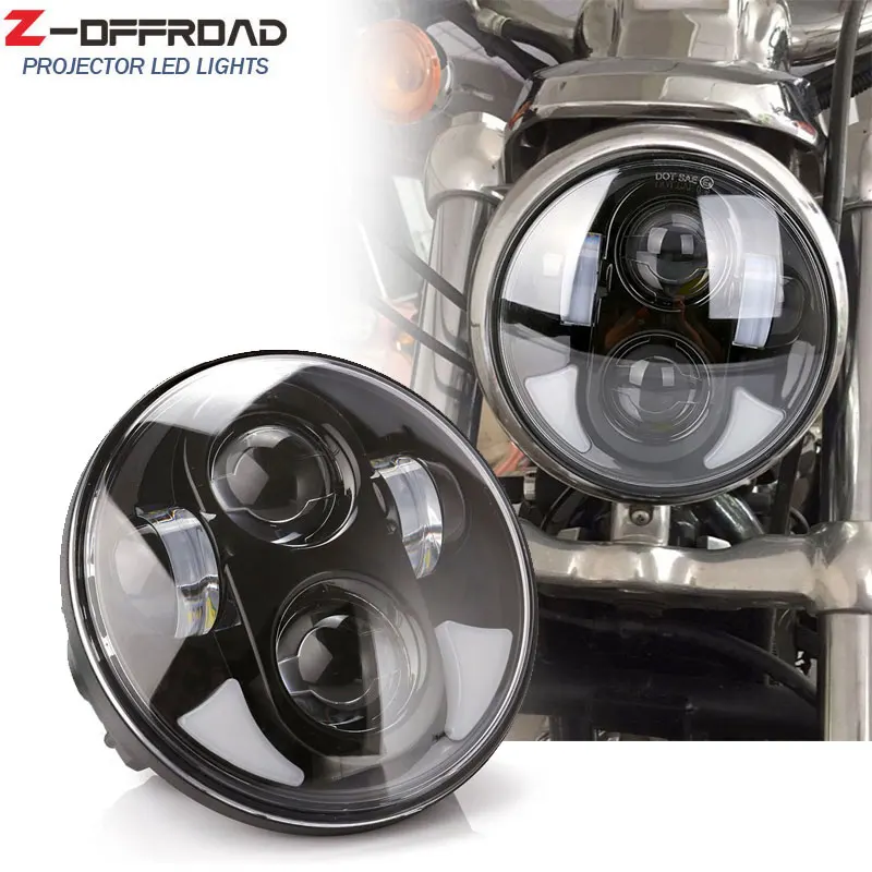 

5.75INCH LED DRL Headlight For Sportster 1200 Roadster Indian Scout 5.75 LED Headlamp with Daytime Running Light