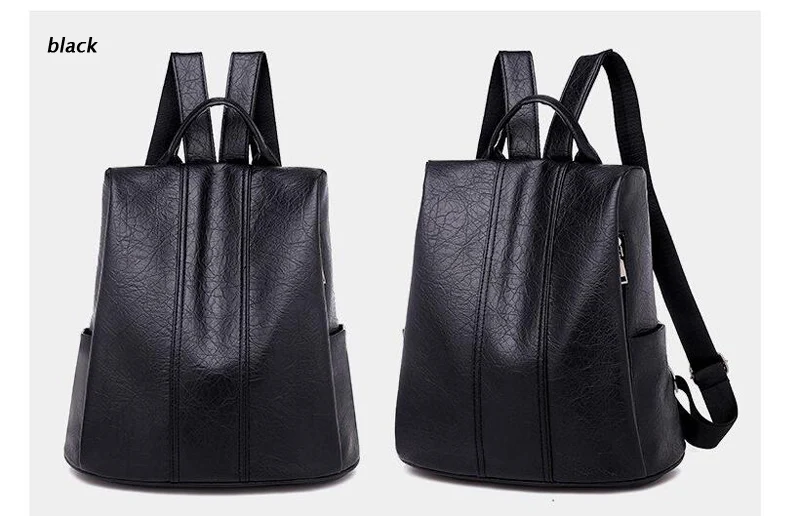 Гладкий минималистичный рюкзак, женский водонепроницаемый рюкзак, Женская вместительная Студенческая сумка, брендовая Противоугонная дорожная сумка для девушек - Цвет: black