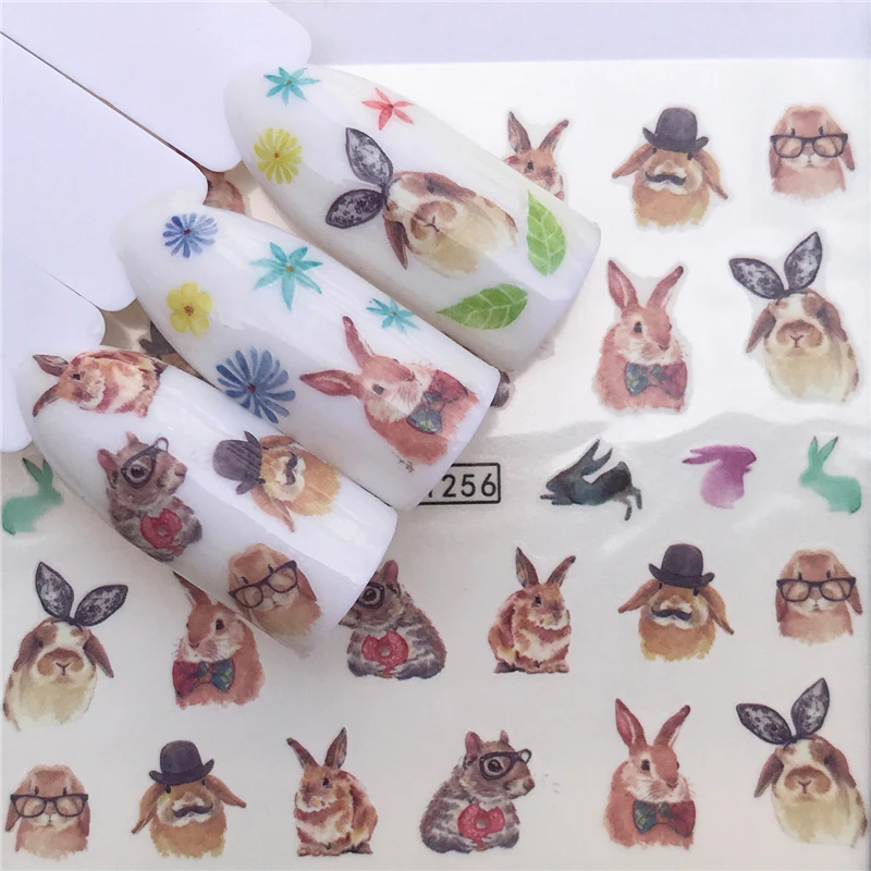 

WUF 2019 New Designs Rabbit/Cat Designs Nail Sticker Water Transfer Nail Art Decals