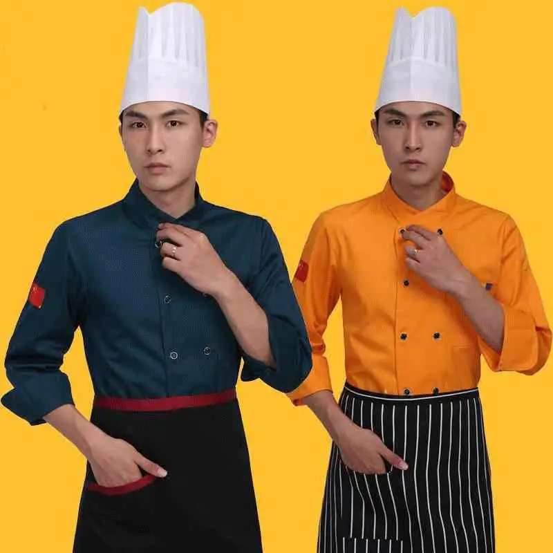 

Hotel Chef Uniform Double Breasted Suit Long Sleeved Chef Jacket Restaurant Waiter Kitchen Uniform Cooking Clothes 3 Color