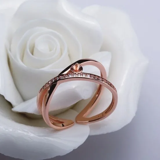 

3 Color Fashion Pearl Ring Mountings, Ring Findings, Adjustable Ring Jewelry Parts Fittings Charm Accessories Silver Jewellery