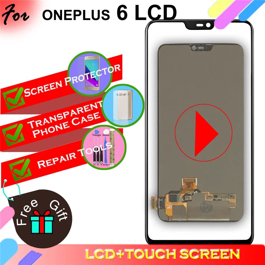 

6.28" LCD Display For Oneplus 6 1 + 6 Six A6000 Touch Screen Digitizer Panel Replacement Accessory Parts 2280x1080