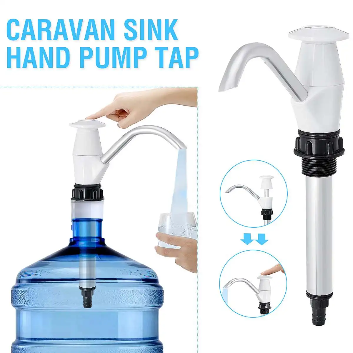 Water Bottle Pump Tap Hand Aluminum Manual Dispenser Drinking For Trailer Caravan Motorhome 4wd Replace Sink Jug