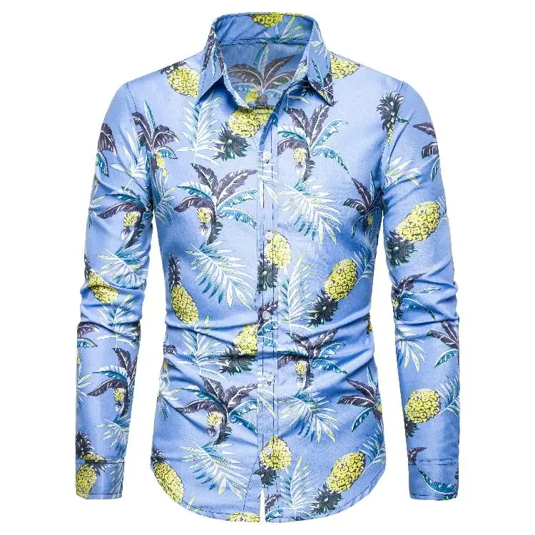 

Floral Social Men Shirts Hawaiian Style Fashion New model Shirts Long sleeve Casual Blouse Men Slim fit Summer New