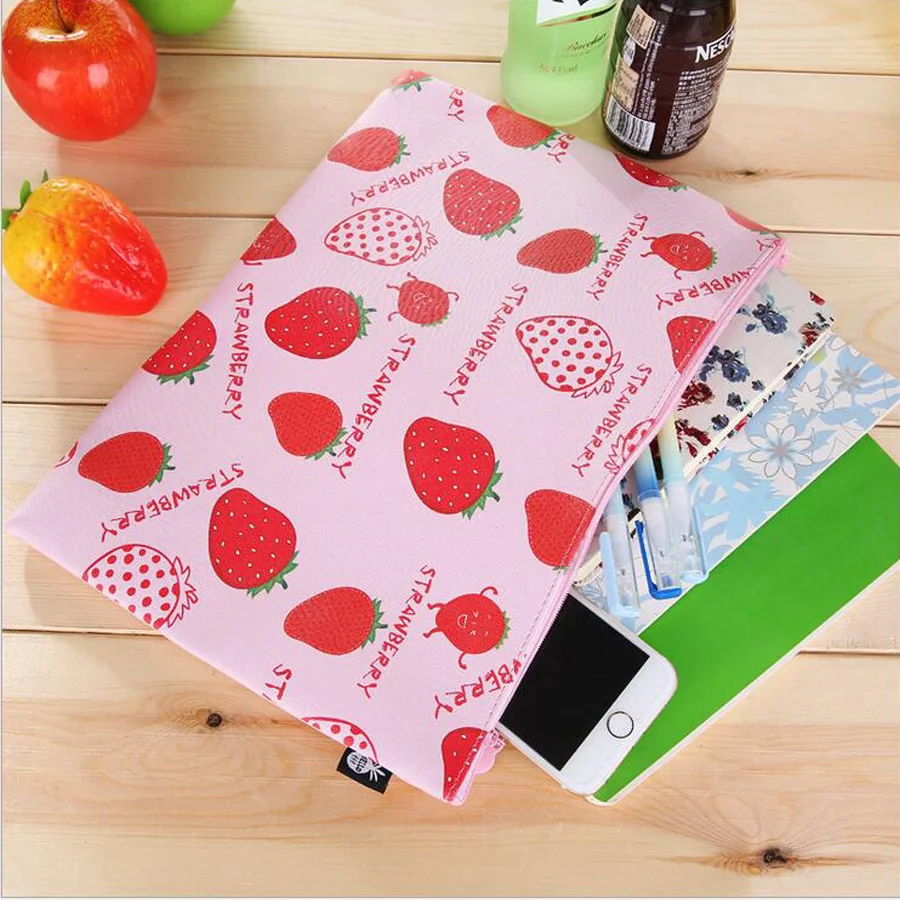 

1PC Creative Fruits family A4 Waterproof PU Leather File Folder Document Pouch Filing Bag Stationery Bag