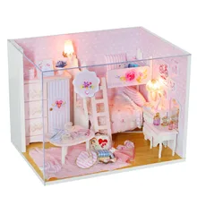 Ручной работы розовая принцесса девушка сердце Кукольный дом Мебель Miniatura DIY Кукольный дом миниатюрный деревянный Игрушечные лошадки для детей подарок на день рождения