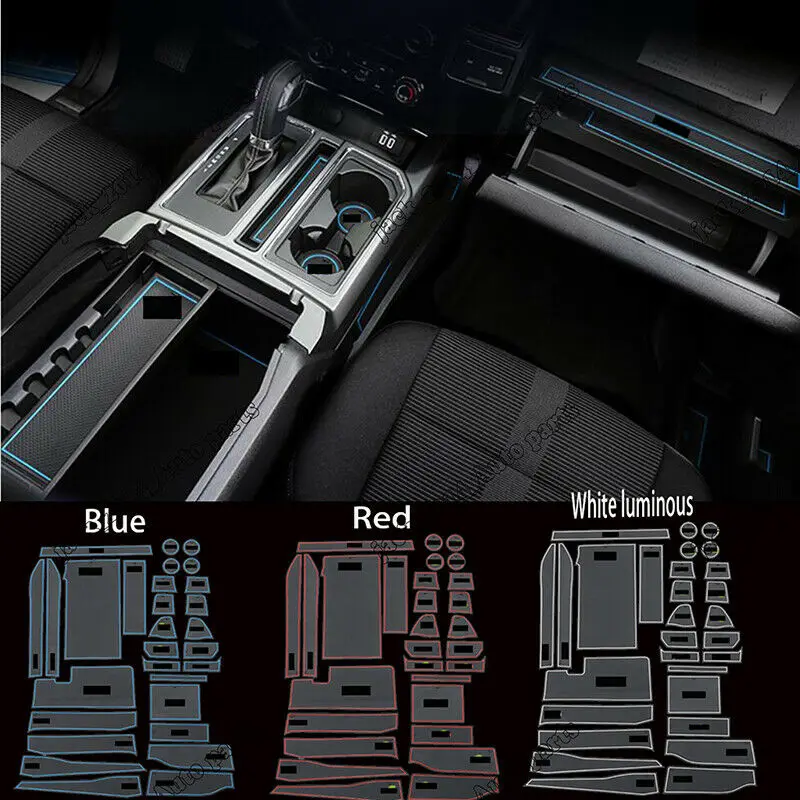 

Non-slip Door Slot Pad Cup Holder Rubber Mats Fit for 2015 2016 2017 2018 Ford F-150