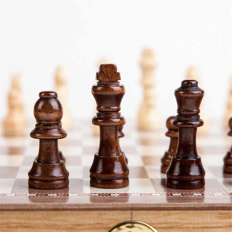

Folding Wooden International Chess Set Pieces Set Board Game Funny Game Chessmen Collection Portable Board Game