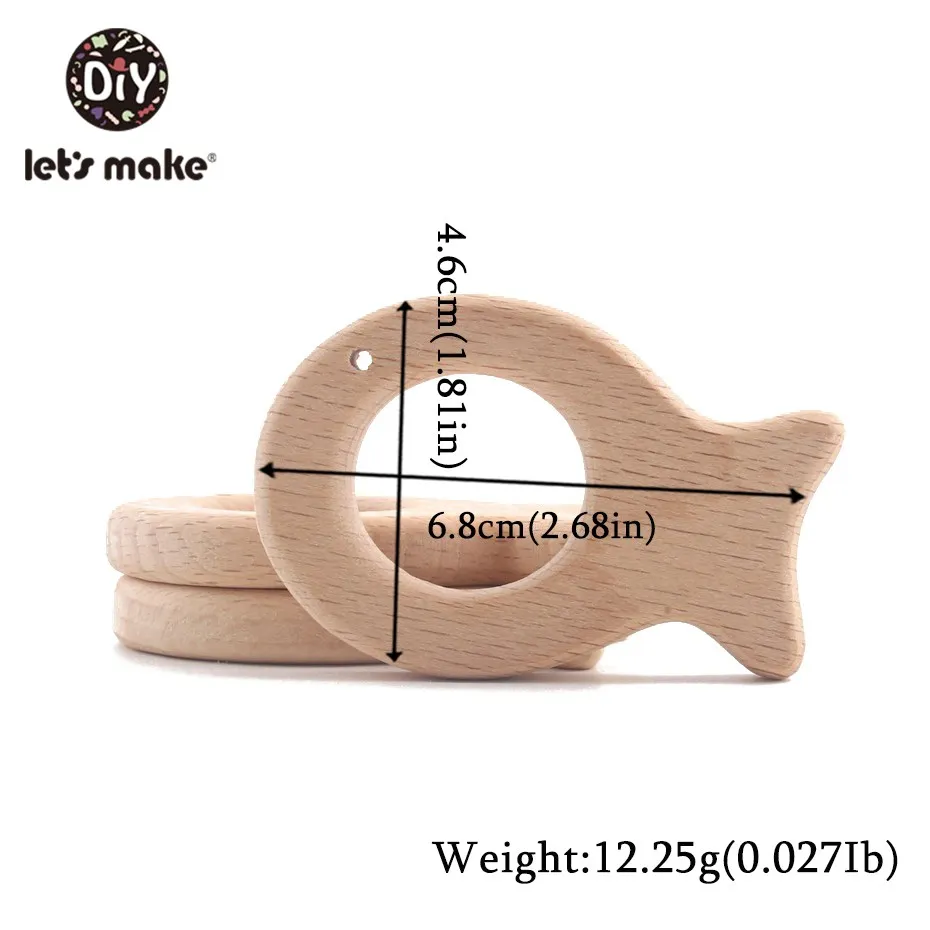 Let'S Make 50 шт. деревянный Прорезыватель для животных настраиваемый гравированный логотип Натуральный Бук деревянная игрушка Прорезыватель