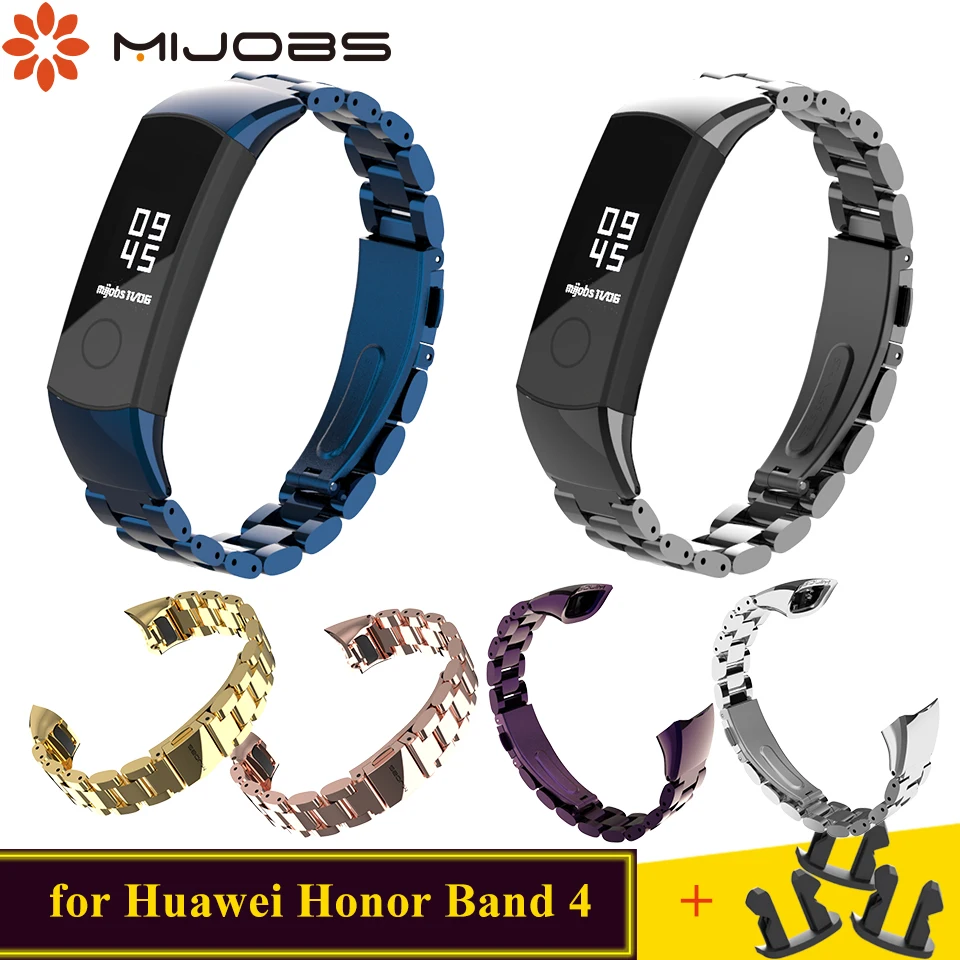 

Mijobs Metal Strap for Huawei Honor Band 4 Strap Watchband Wristband Stainless Steel for Honor Band 4 Bracelet Smart Accessories