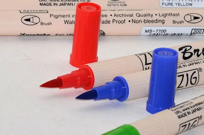 ZIG Kuretake маркерные ручки, MS-7700, акварельные кисти, водонепроницаемые кисти, живопись, два кончика, темный и светильник, одна деталь, Япония