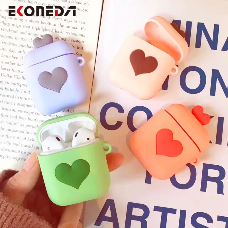 

EKONEDA Heart Wireless Bluetooth Earphone Case For AirPods Silicone Apple Charging Box Protective Cases For Airpod Case Cover