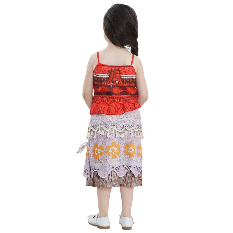 Moana/платье для девочек; платья принцессы Моаны; Детские праздничные костюмы для косплея с париком; одежда для детей; Vaiana