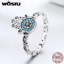 WOSTU ホット販売 925 スターリングシルバーの手邪眼指輪女性のファッション幸運の宝石類のギフト FIR369(China)