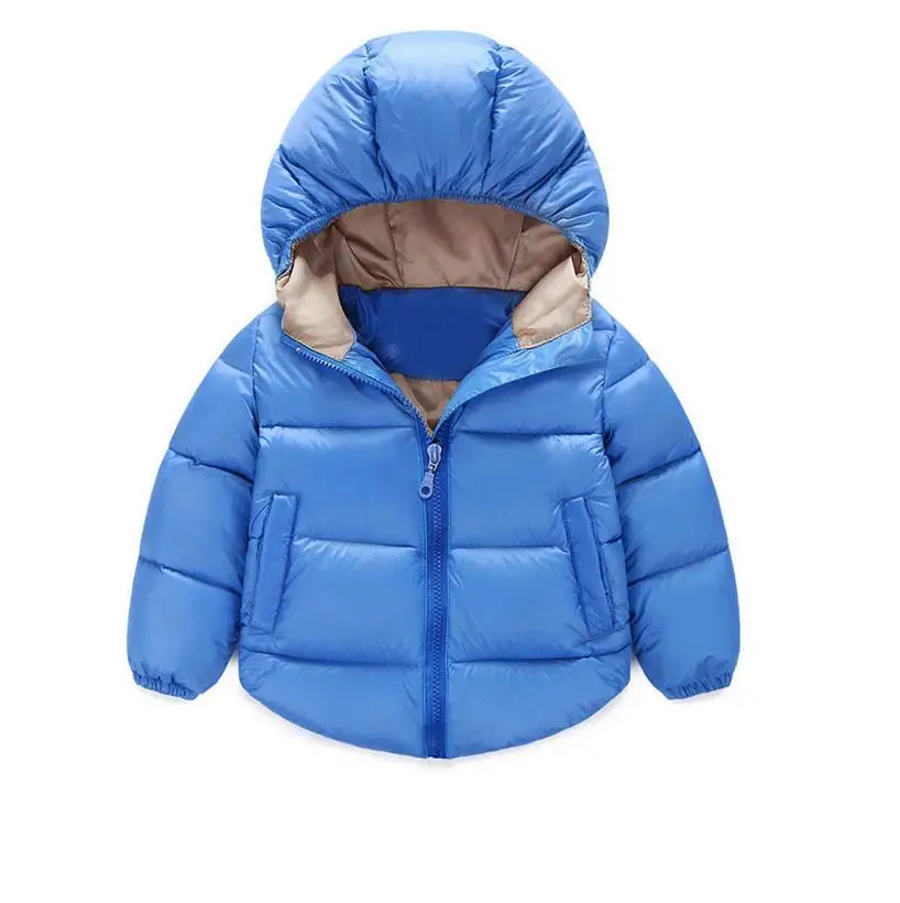 Зимний комбинезон для новорожденных детей от 7 до 24 месяцев хлопковые пальто и куртки для девочек зимний теплый комбинезон для малышей Верхняя одежда для детей - Цвет: Небесно-голубой