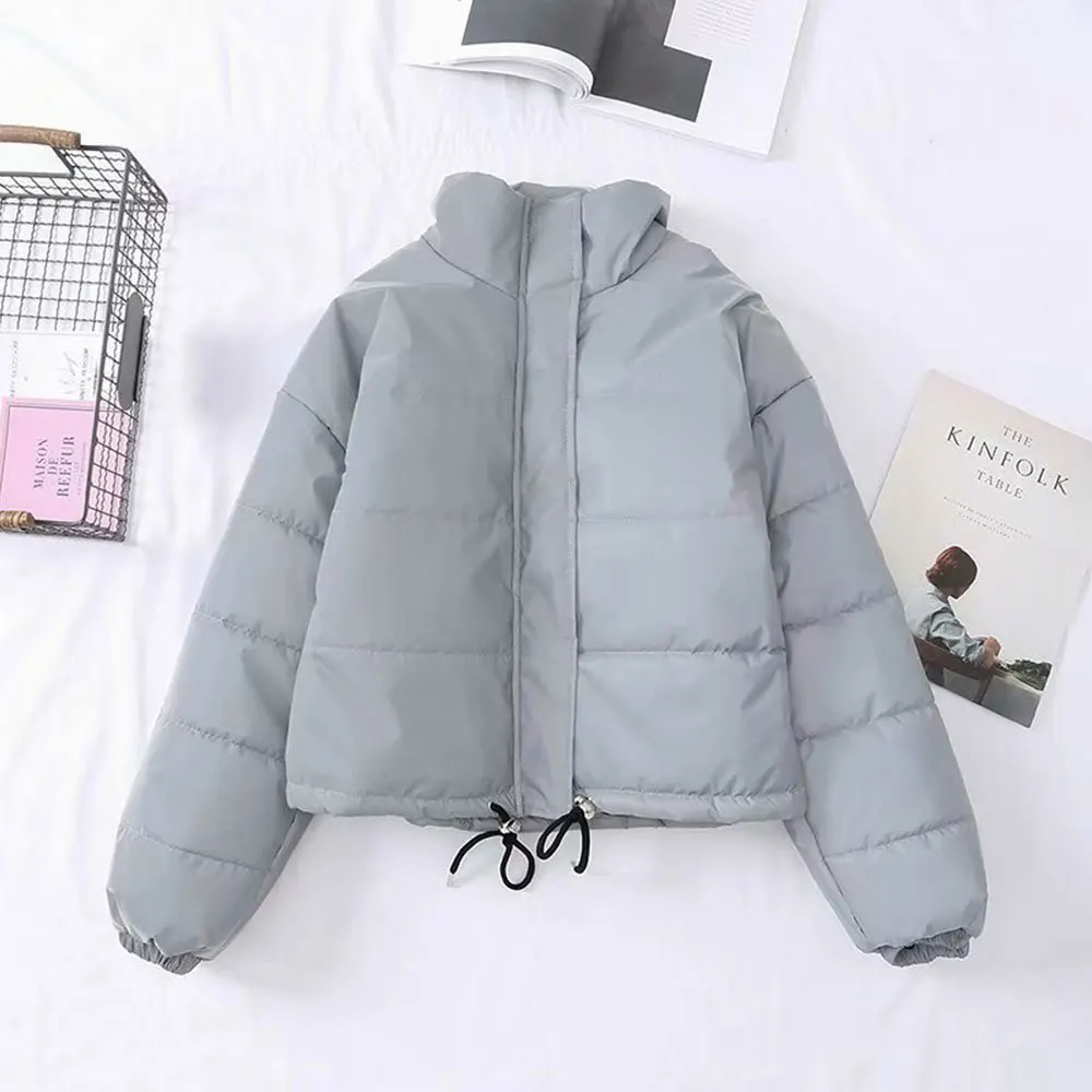 Most effective Women Oversized Cotton Cropped Jacket Fashion Autumn Thick Pullover Night Reflection Coat Ins Femal