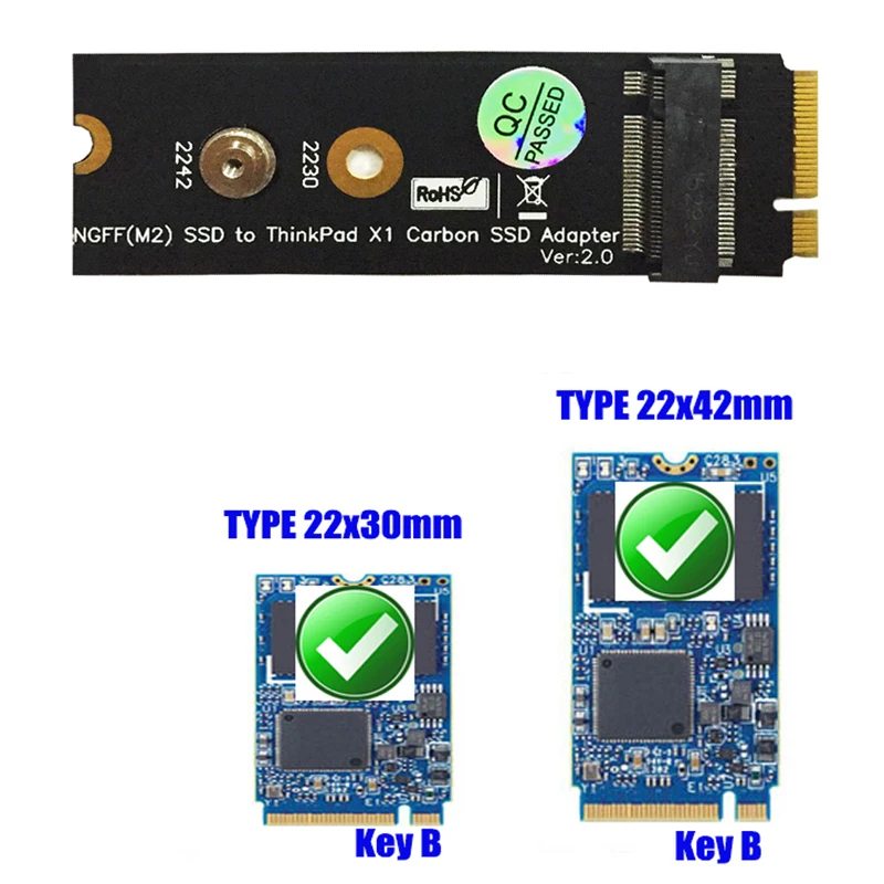 M.2 NGFF SATA-автобус ключ B SSD адаптер для жесткого диска Райзер 20+ 6 Pin конвертер SSD карты для lenovo Thinkpad X1 углерода Поддержка 2230 2242 M.2