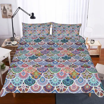 

Fanaijia 3d Bohemia bedding Sets queen size fashion flower Fish scale Duvet Cover Bed Set Bedclothes king size bedline