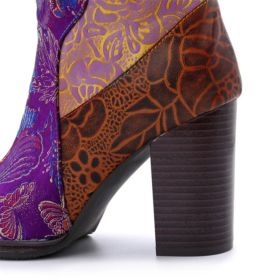 Retro Printed Genuine Leather Winter Autumn Boots Women Embroider Shoes Vintage Women High Heels Ankle Boots Plus EUR Size 36-42 (13)