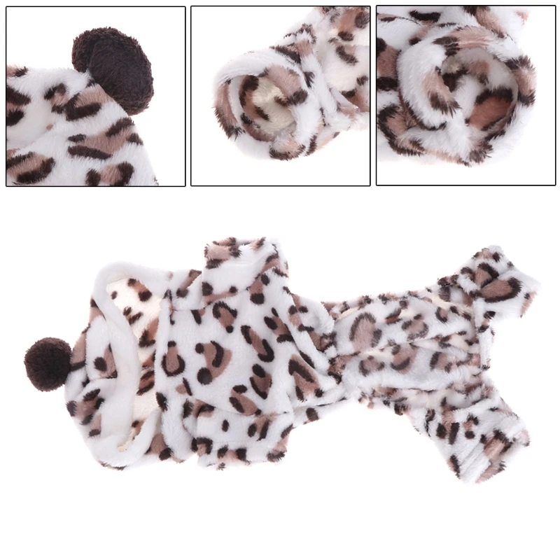 

Pet Dog Cat Clothes Winter Warm Flannel Puppies Kitten Soft Leopard Print Coat Apparel Kitty