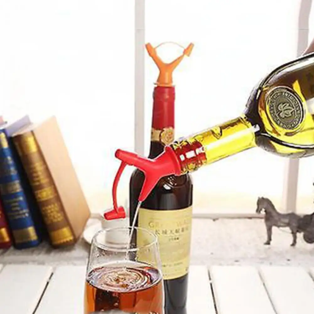 Silicone Dual port Pourer Vacuum Seal Screw Design Wine Bottle Stopper