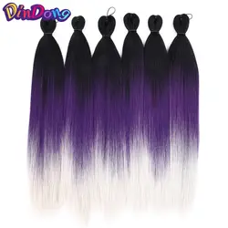 DinDong легко Jumbo косы волос предварительно растянутые Омбре плетение волос синтетические волосы кроше для наращивания 24 "60 г