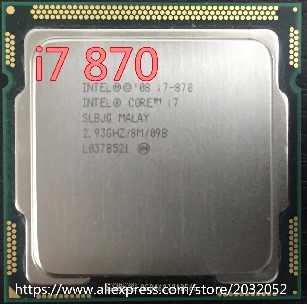 lntel процессор i7 870 четырехъядерный 2,93 ГГц TDP 95 Вт LGA 1156 8 МБ кэш настольный процессор(рабочий