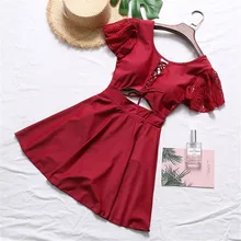 Высококачественные стильные купальные костюмы для девочек, цельное платье, консервативный высокий пояс, прикрывающий живот, маленький квадратный Топ, тонкий купальник для спа