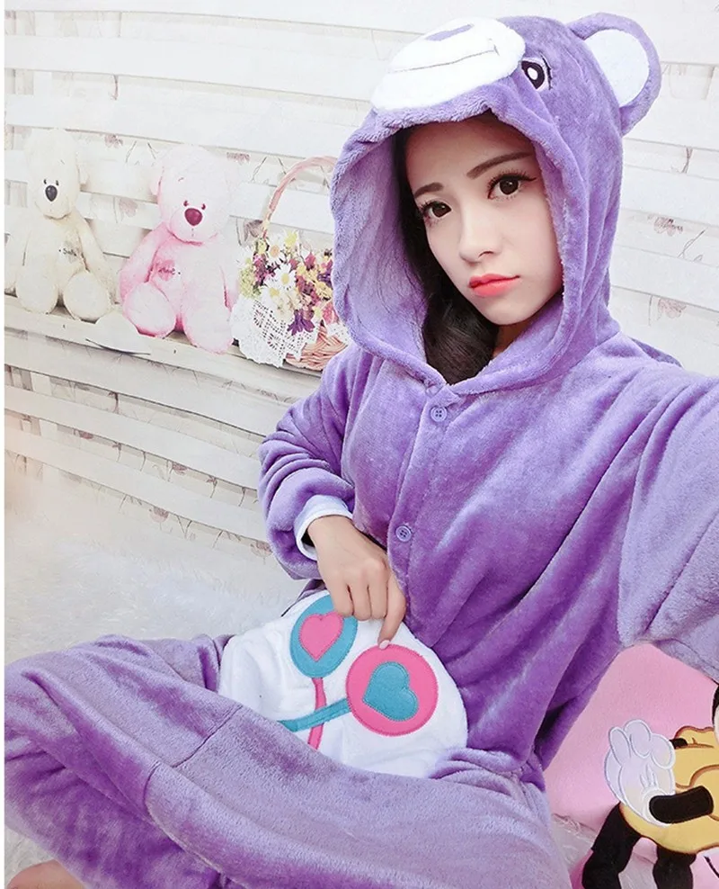 Унисекс Средства ухода за мотоциклом медведь Onesie пижамы костюм Толстовки пижамы Аниме Onesie пижамы костюм косплей