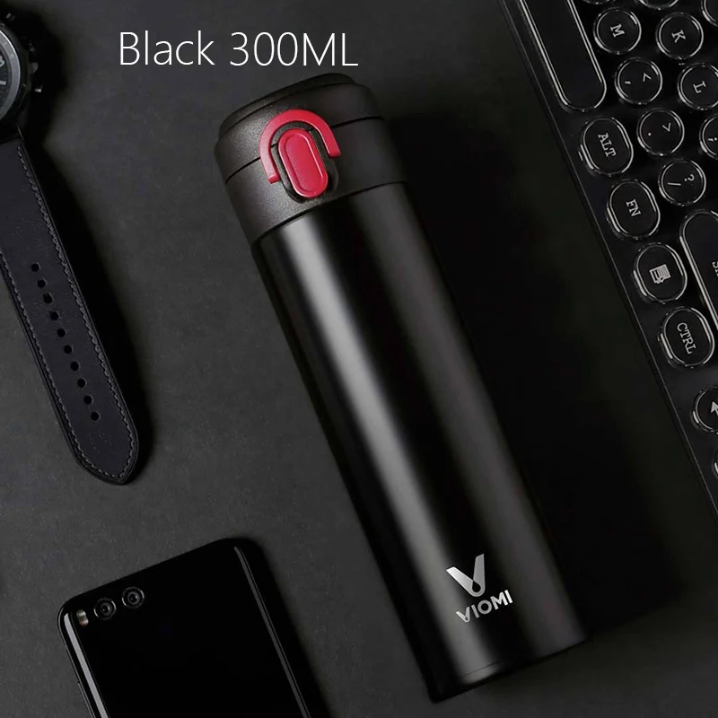 Xiaomi Mijia VIOMI, 300 мл, Термокружка, охлаждающая чашка, вакуумная колба, Термокружка, термос с изоляцией, нержавеющая сталь, чашка для путешествий - Цвет: Black 300ML