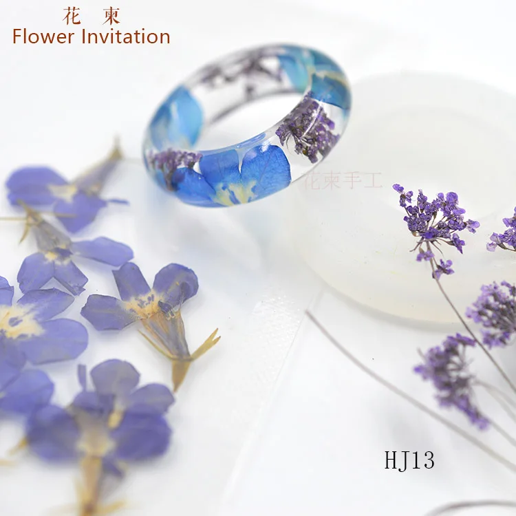 Цветок приглашение смолы кольцо HJ серия_ DIY ручной работы клей сухоцветы ювелирные изделия Кольцо Новые поступления