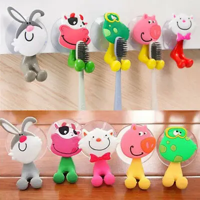 

1X3D Cartoon Animal Cute Sucker Toothbrush Wall Holder Suction Cup Bathroom Baby