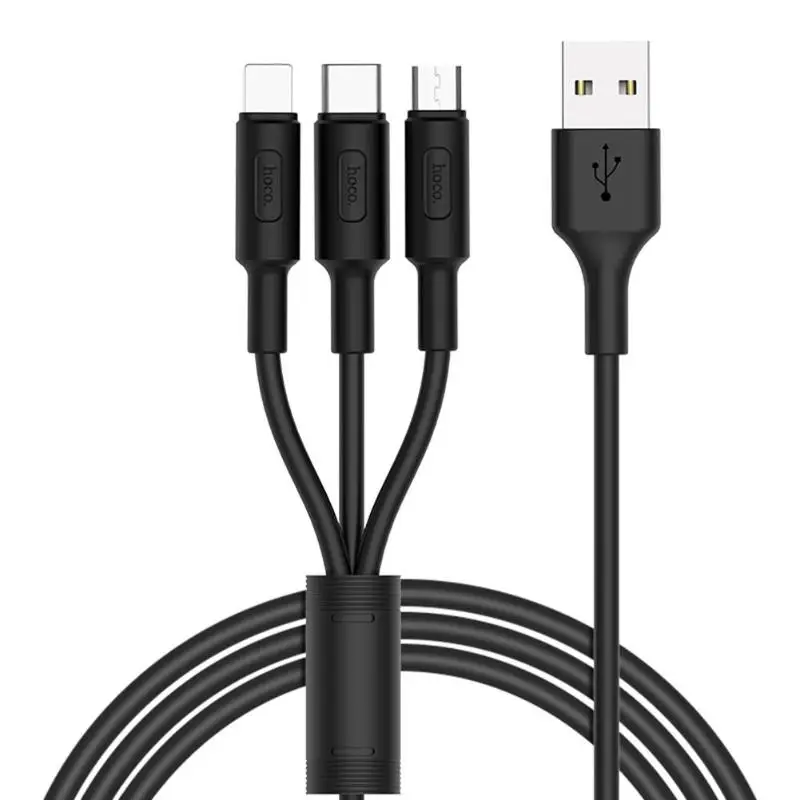 HOCO 1 м 3 в 1 USB зарядное устройство зарядный кабель для iPhone Android телефонов usb type c type-c кабели для мобильных телефонов для iPhone X 8 7 6 горячая распродажа