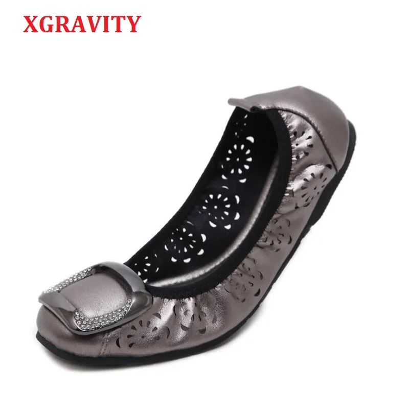 

XGRAVITY 2019 Hot Plus Size Elegant Women Foldable Flat Shoes Fashion Sexy Ladies Flats Round Toe Woman's Footwear Female A082