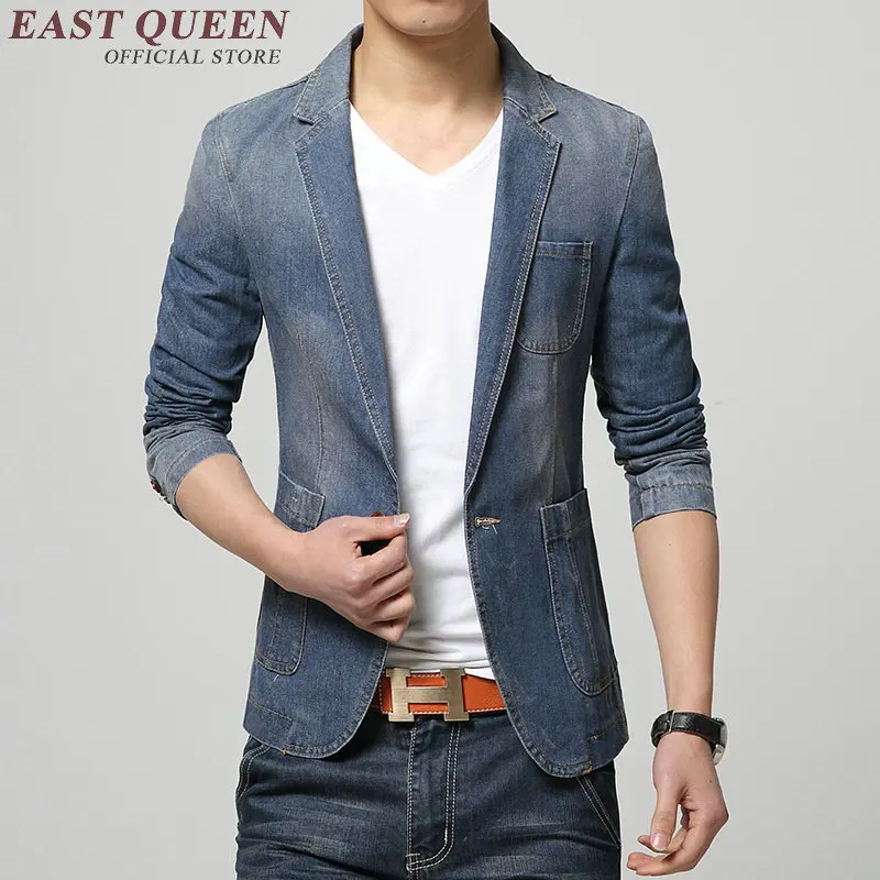 Denim blazer men male business wedding blazer for men christmas suit dress jacket latest coat pant designs KK2371
