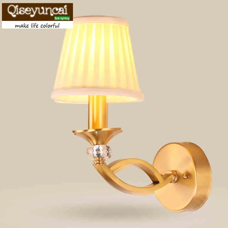 

2017 new European full of copper single head lamp country living room bedroom corridor aisle wall lamp