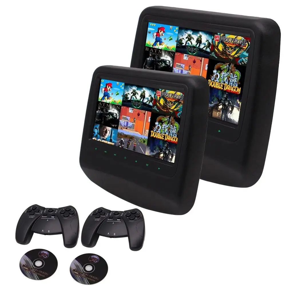 

Eincar Headrest with Two DVD Player Dual Digital Backseat Screen Touch Key Multimedia Pillow Monitor USB FM Transmitter Speaker