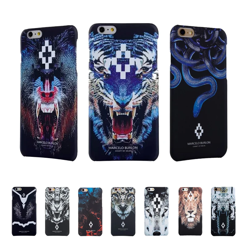 Чехлы для iPhone 7 6 5s SE Marcelo Burlon Чехол С Рисунком Тигра Льва Fundas 6s plus чехол |