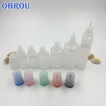 

China supplier 5ml 10ml 15ml 20ml 30ml 50ml PE plastic liquid dropper bottle with flat tamper-childproof cap and long thin plug